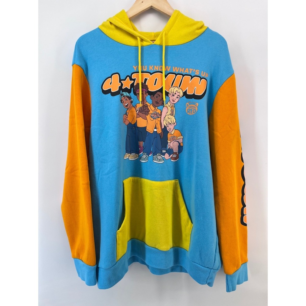 Disney Pixar Turning Red 4 Town Graphic Colorblock Hoodie Blue Yellow L Comfy